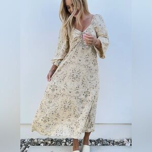Final Touch Beige Floral Midi Dress